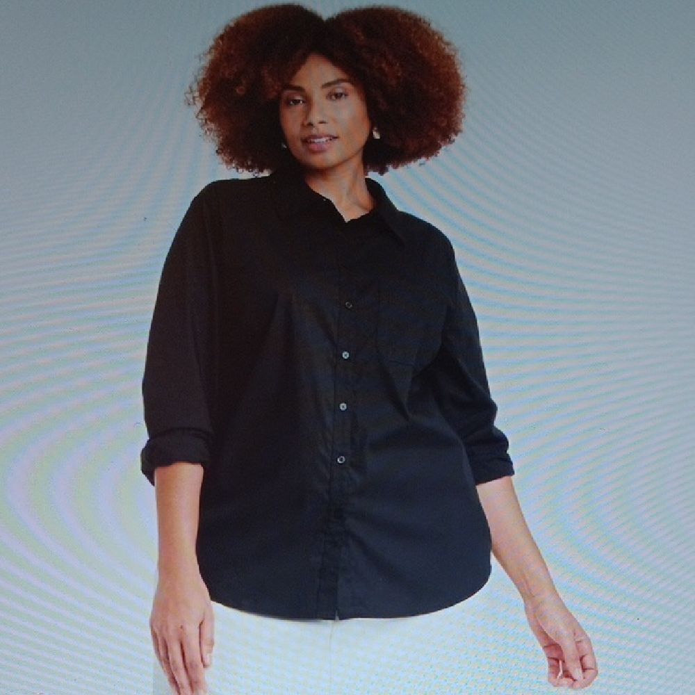 A New Day Classic Button Down Long Sleeve Shirt in Black XL New With Tags